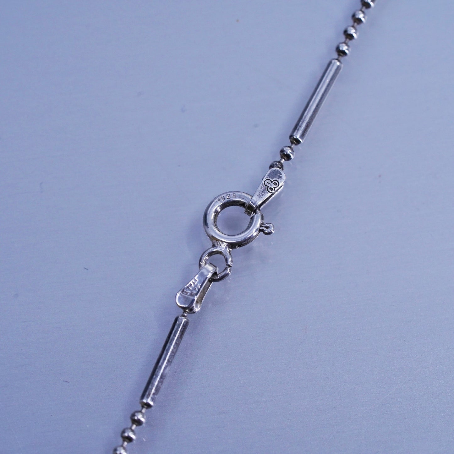 24” 1mm, vintage Italy Sterling 925 silver bar bead chain necklace
