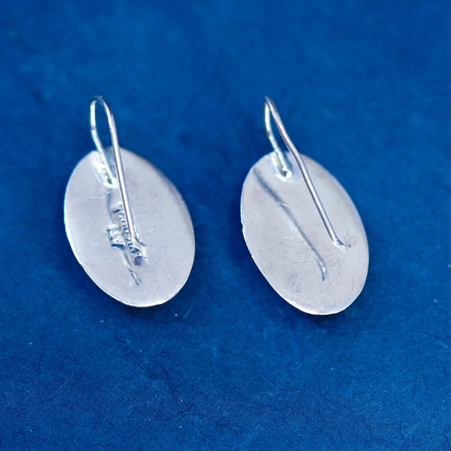 Vintage Sterling Silver 925 earrings with marquise shaped Black Onyx