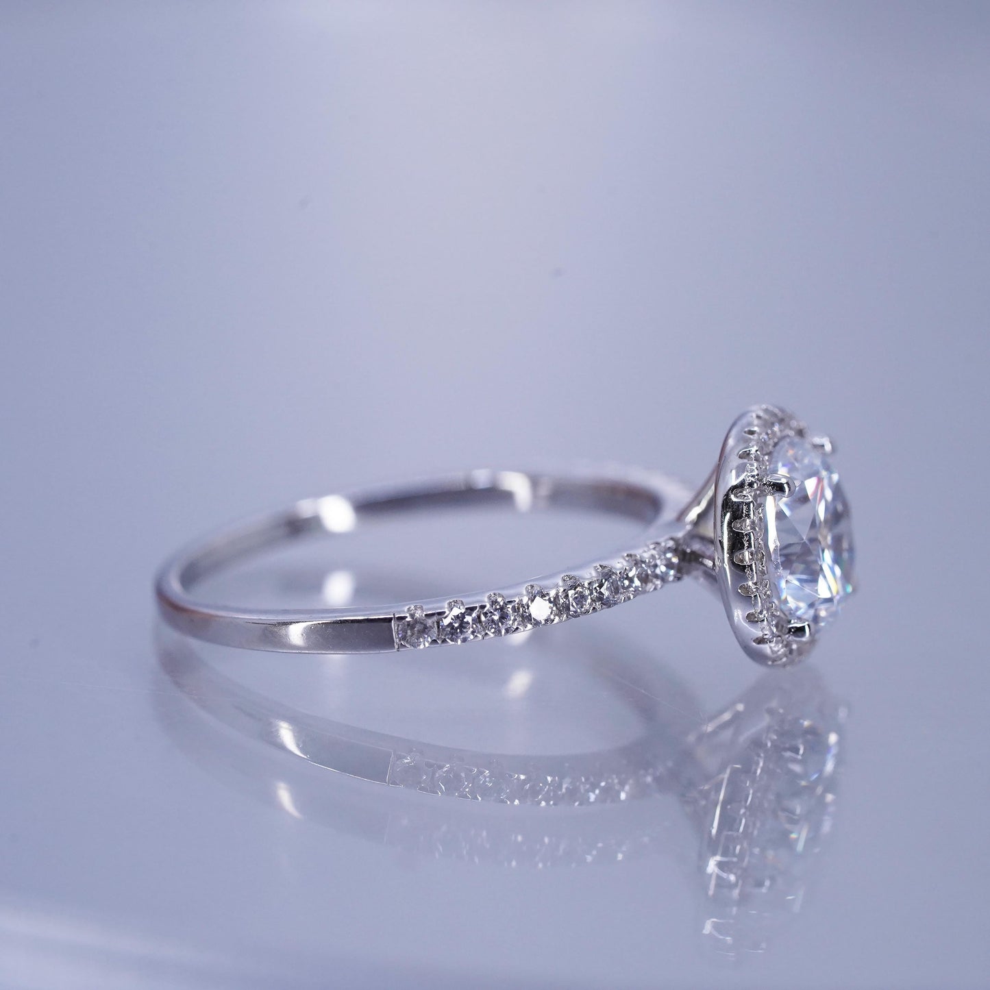 Size 9, vintage Sterling 925 silver statement engagement ring with cluster Cz