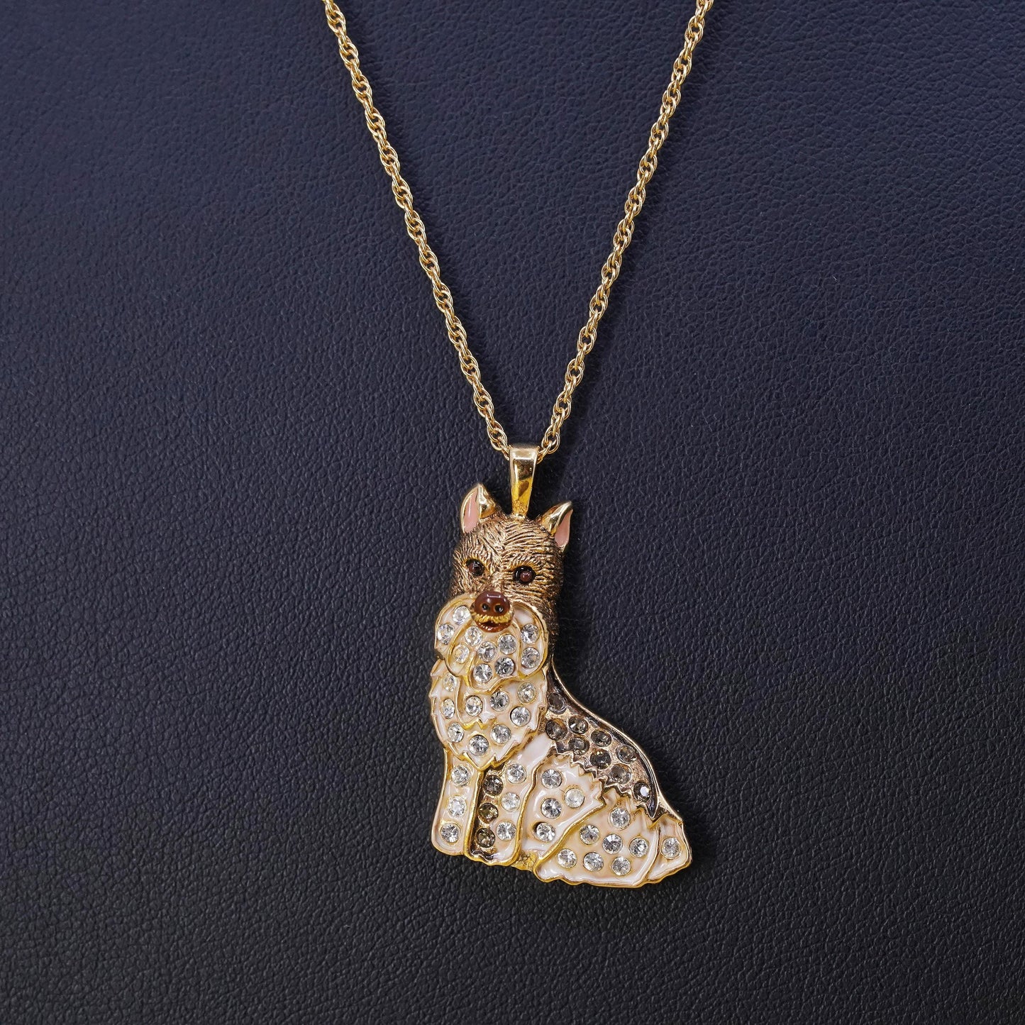 18” BGE vermeil yellow gold Sterling silver necklace, 925 Schnauzer dog pendant