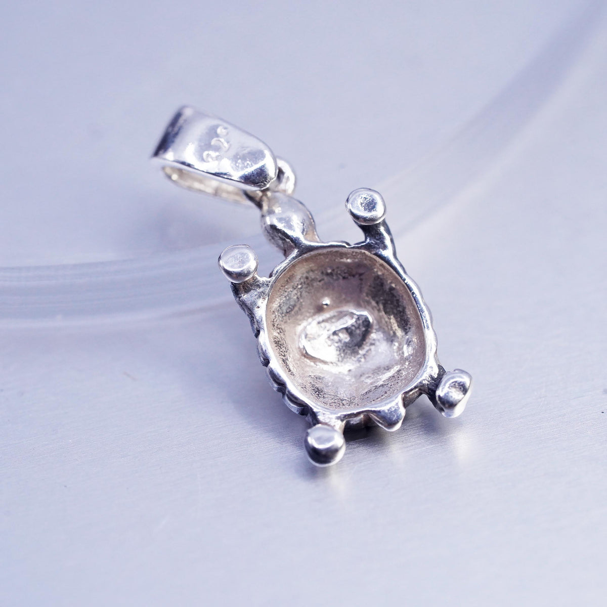 Vintage Sterling silver handmade simple 925 turtle charm pendant