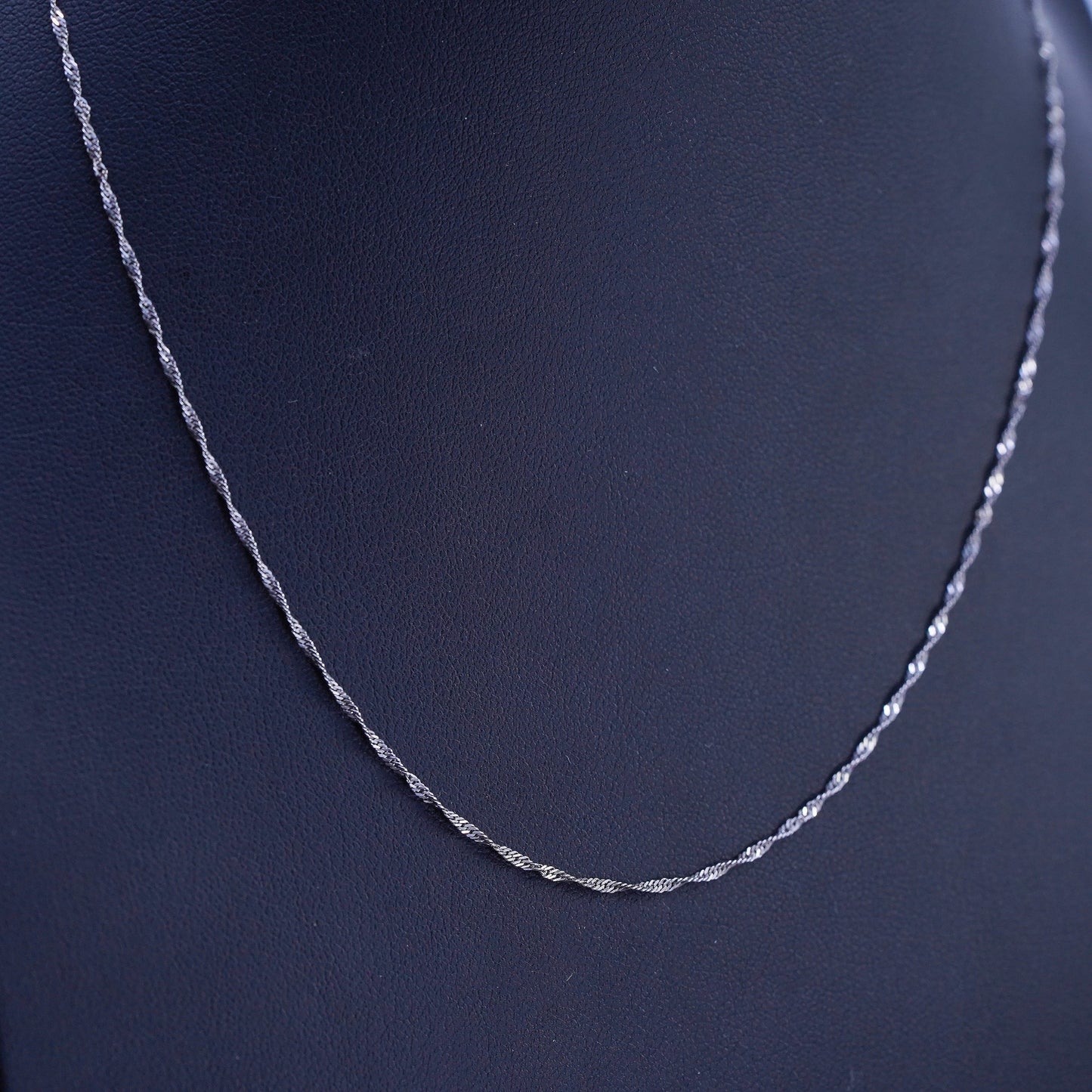 18” 1mm, vintage Italian Sterling 925 silver twisted curb chain necklace