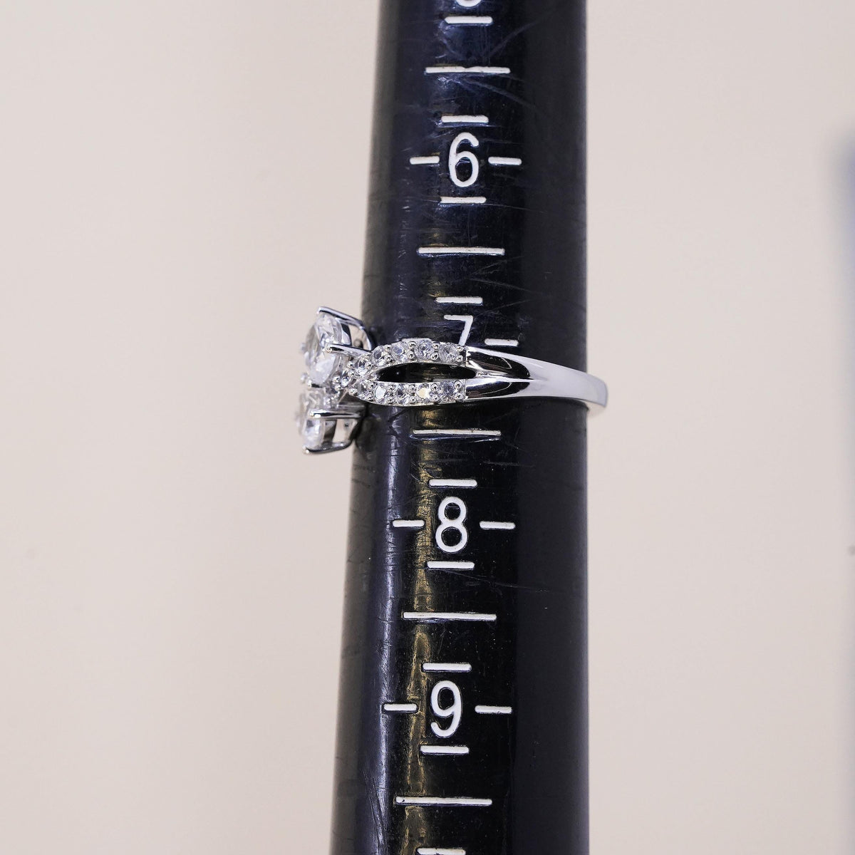 Size 7, Sterling 925 silver engagement ring with cluster CZ and cluster cz