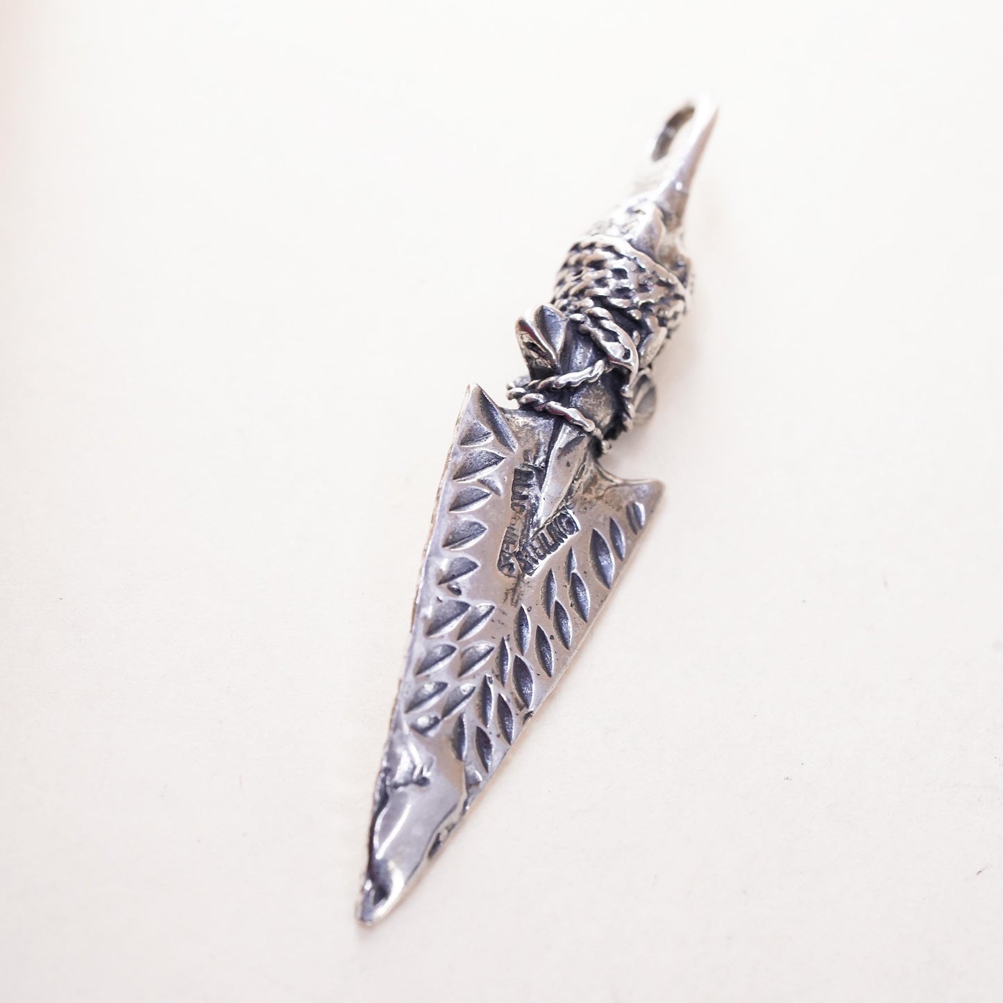 vintage southwestern Black Hills handmade sterling 925 textured arrow pendant