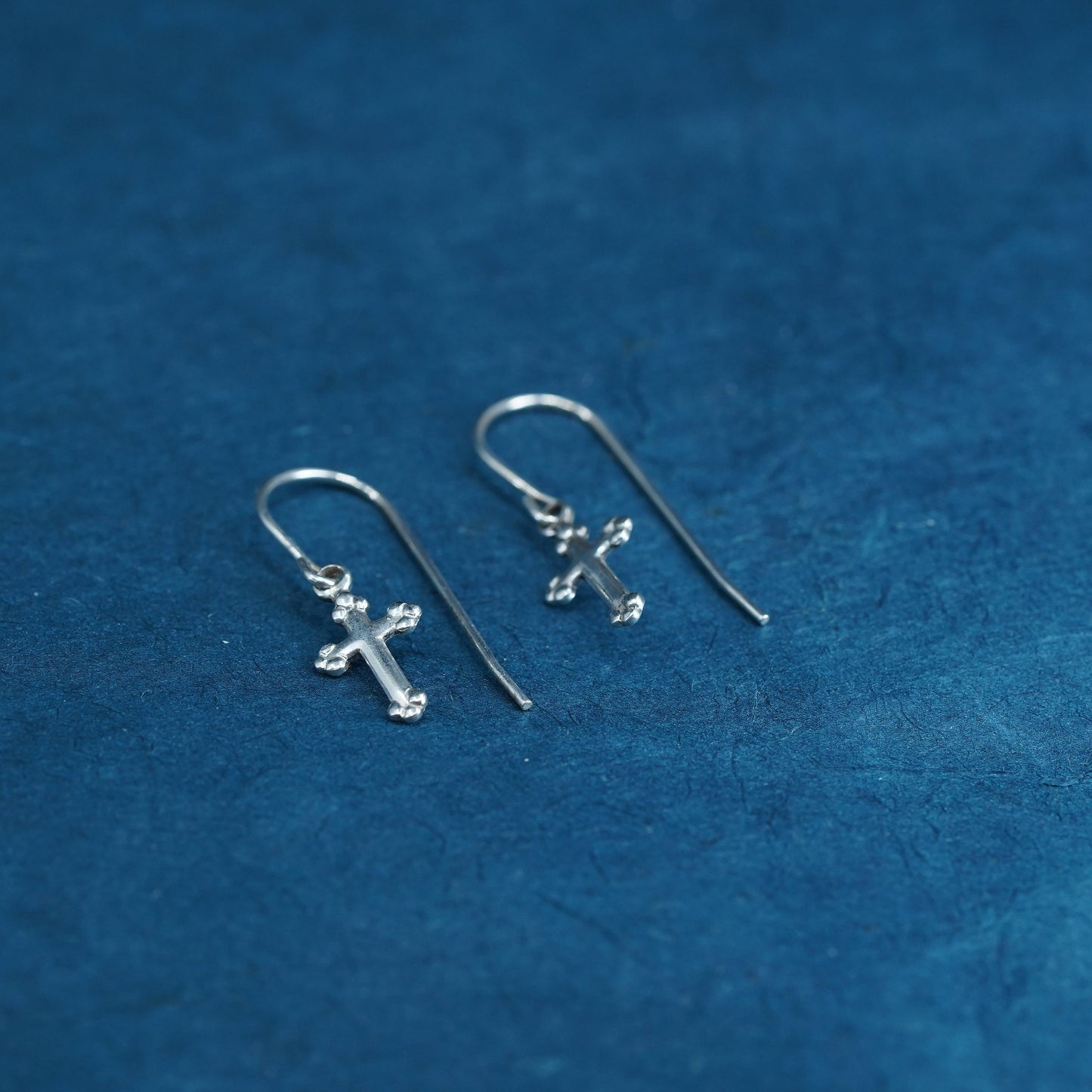 Vintage Sterling silver handmade earrings, 925 cross drops