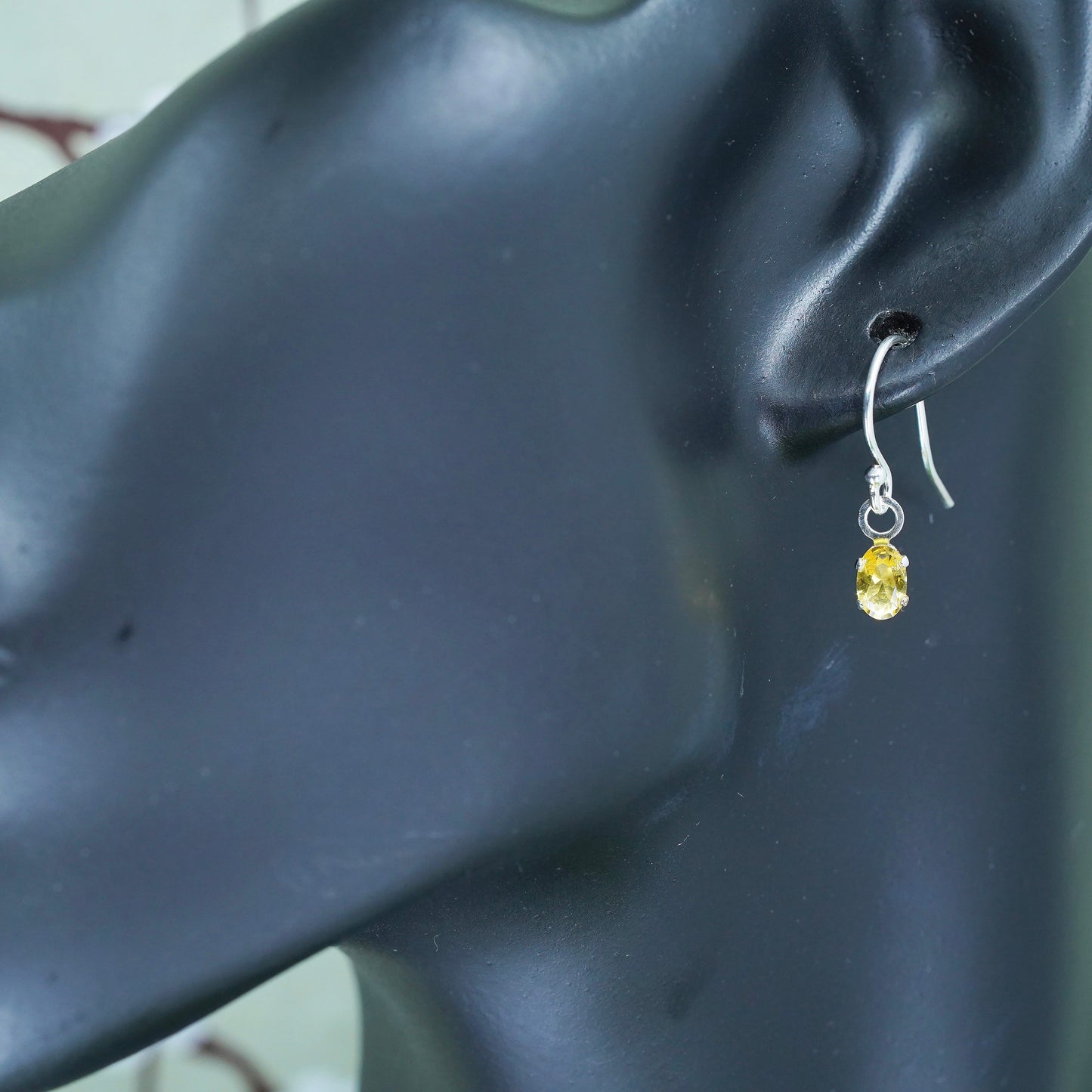 Vintage Sterling 925 silver handmade earrings with citrine