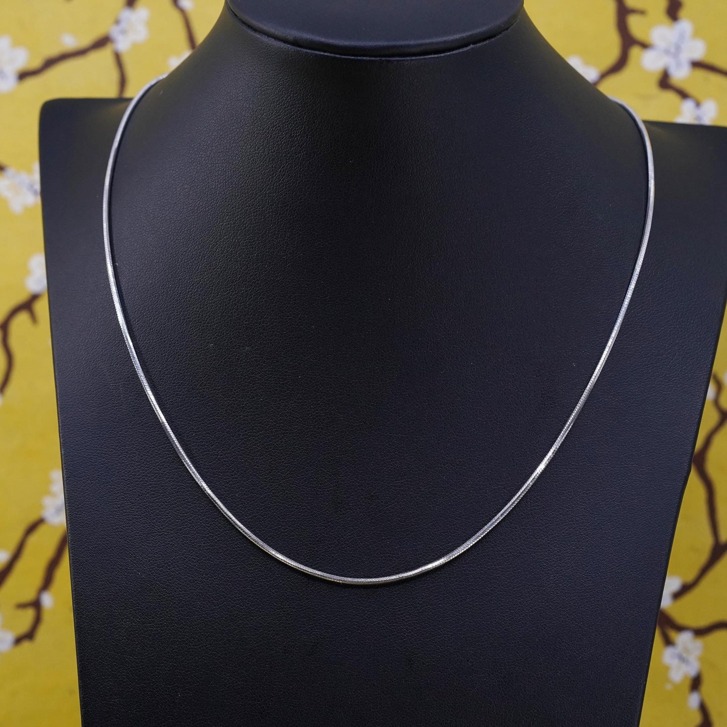 18" 1.6mm, vintage Sterling silver necklace, Italy 925 square snake chain