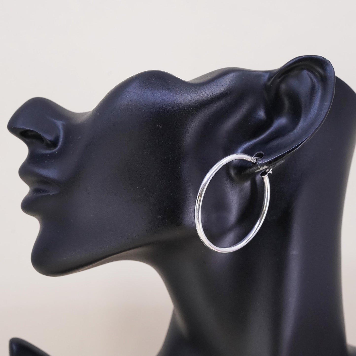 1.5", Vintage sterling 925 silver loop single earring, fashion primitive hoop