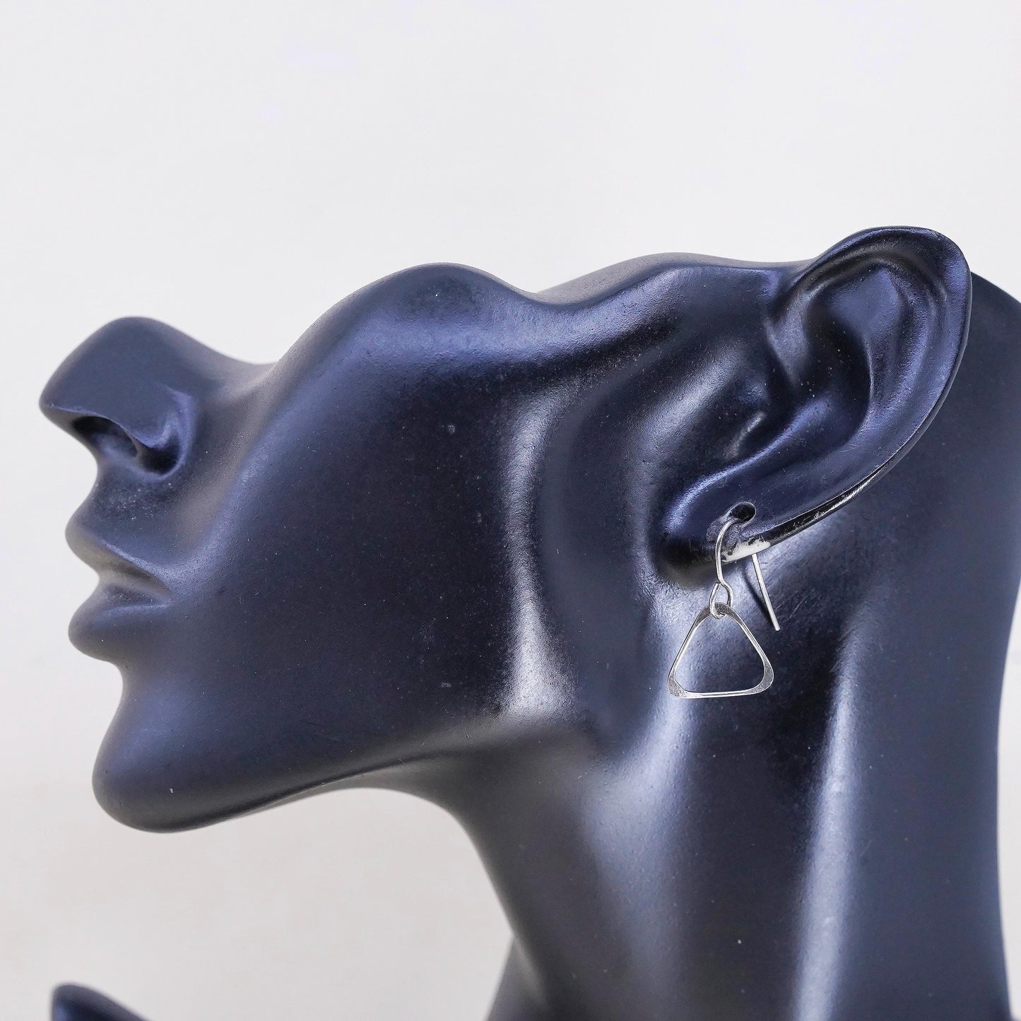 Vintage Sterling silver handmade earrings, modern 925 triangular dangles