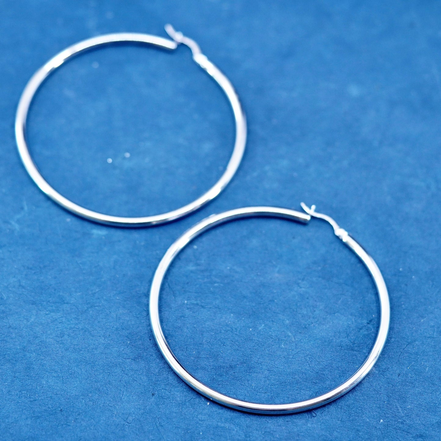 2.5”, vintage Italy Sterling 925 silver handmade huge round hoop earrings