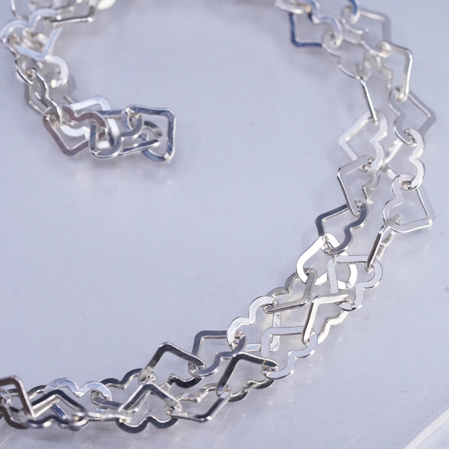 20" 6mm, vintage Milor Italian Sterling 925 silver heart chain necklace