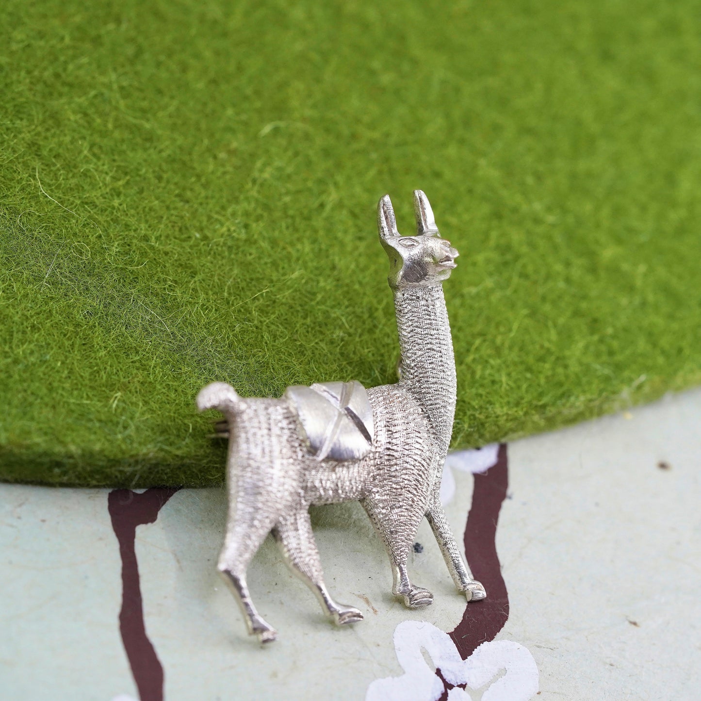 Vintage sterling 925 silver llama brooch, Southwestern handmade pin