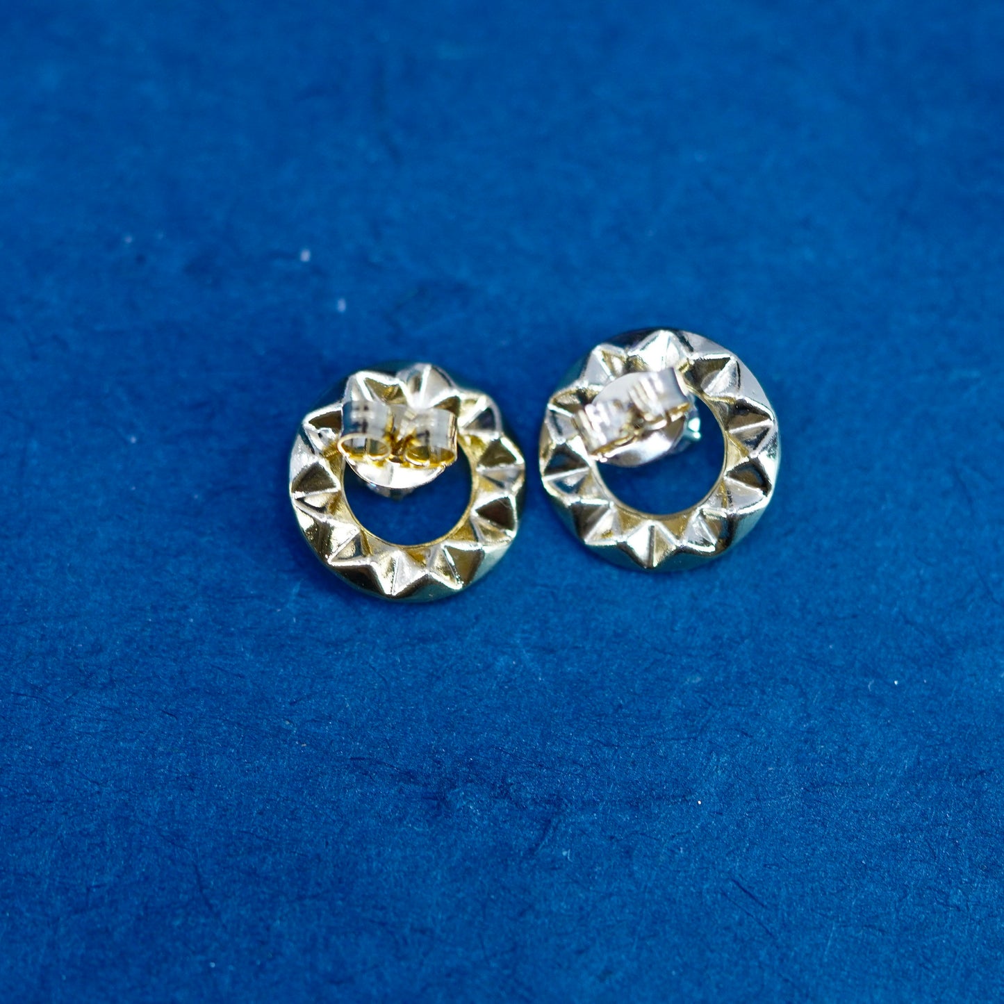 Vintage vermeil gold over Sterling silver handmade earrings, 925 studs w/ topaz