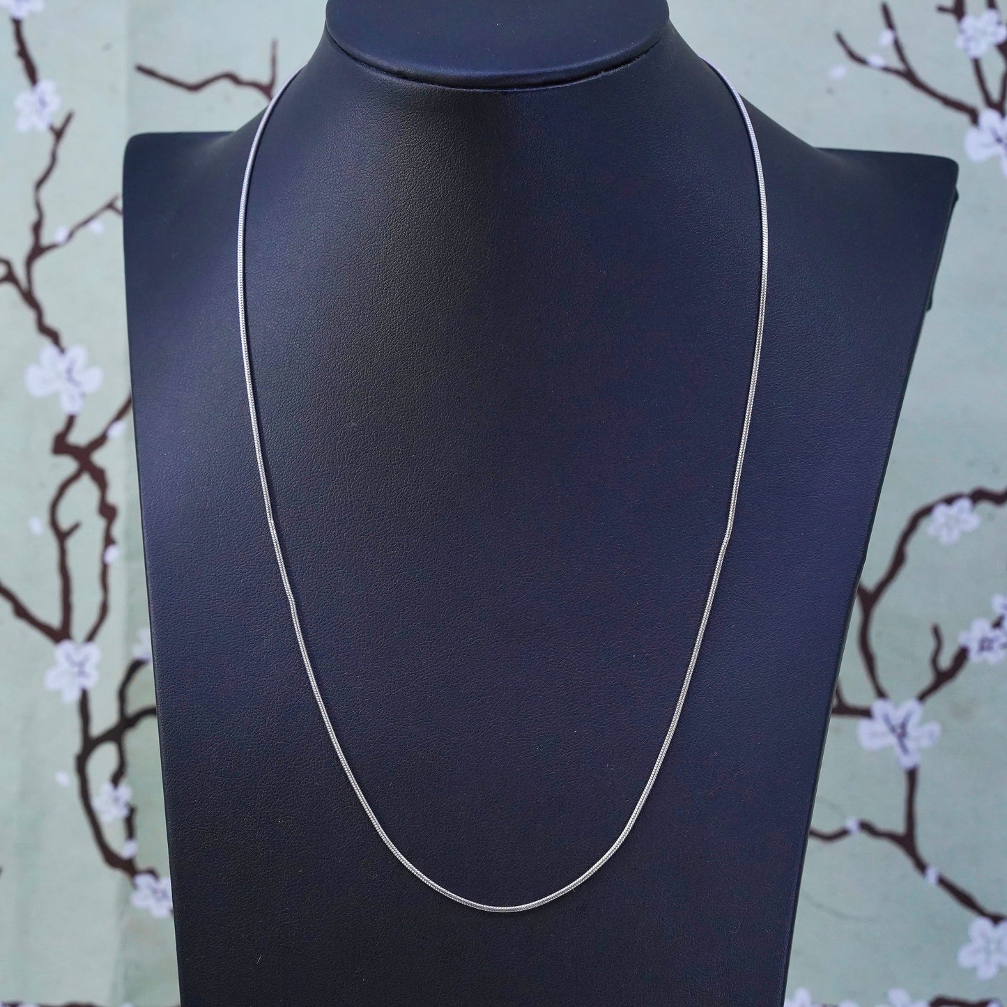 20”, 1mm, Vintage sterling silver snake chain, Italy 925 necklace