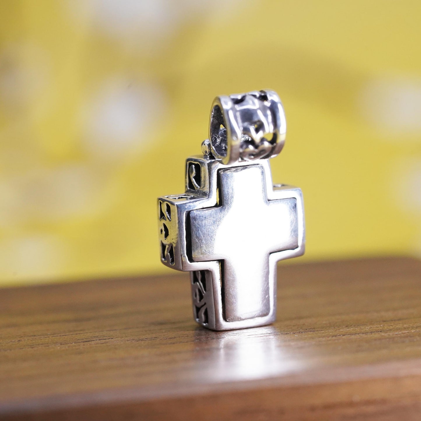 Vintage Sterling Silver Handmade Pendant, filigree 925 cross