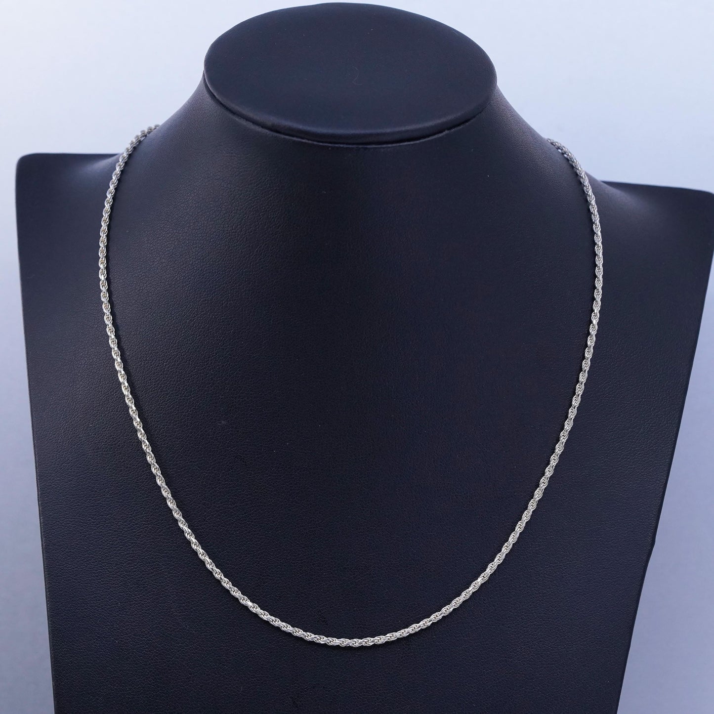 18” 2mm, vintage Italian Sterling 925 silver Singapore rope chain necklace