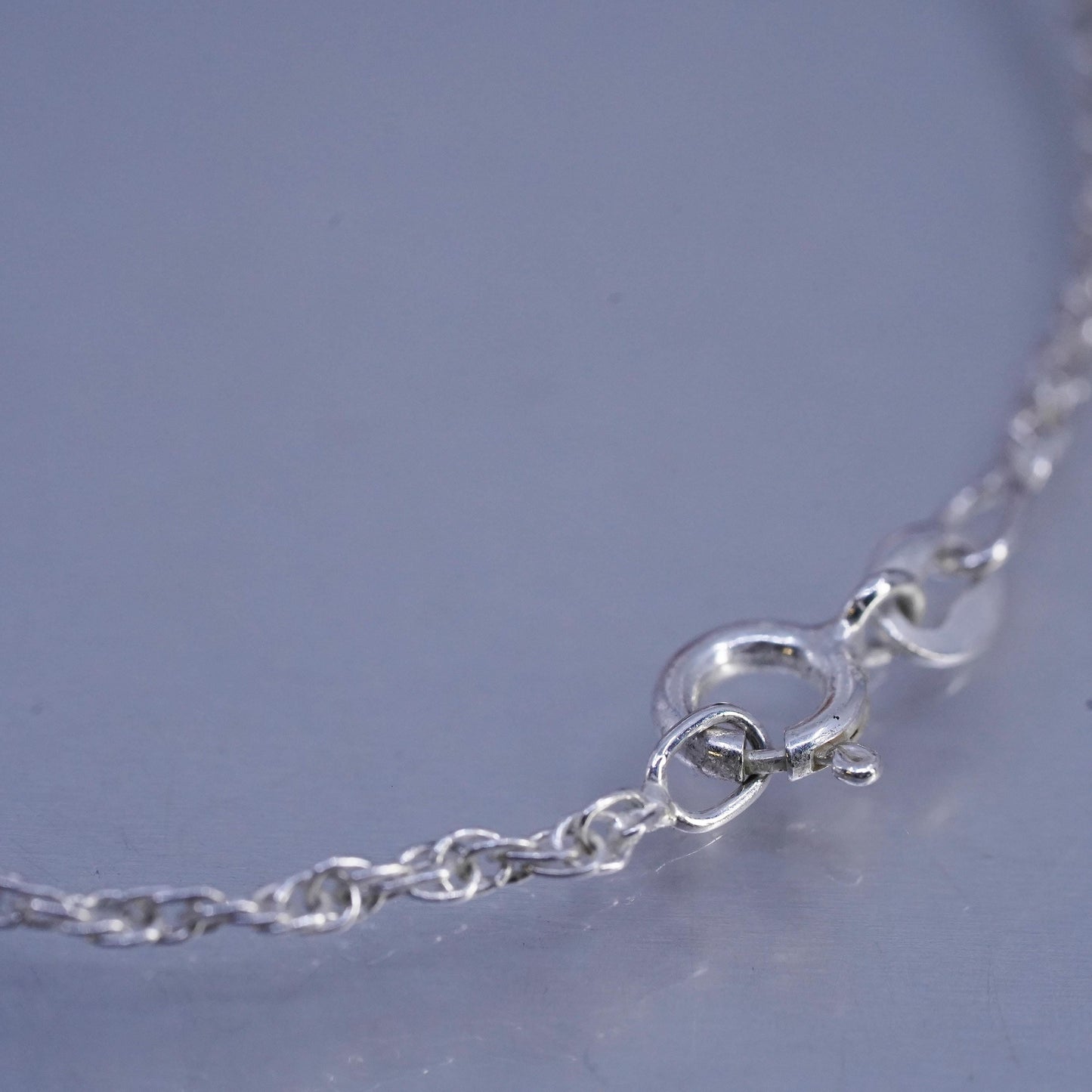 7.25" 2mm, vintage Sterling 925 silver bracelet, Singapore rope chain