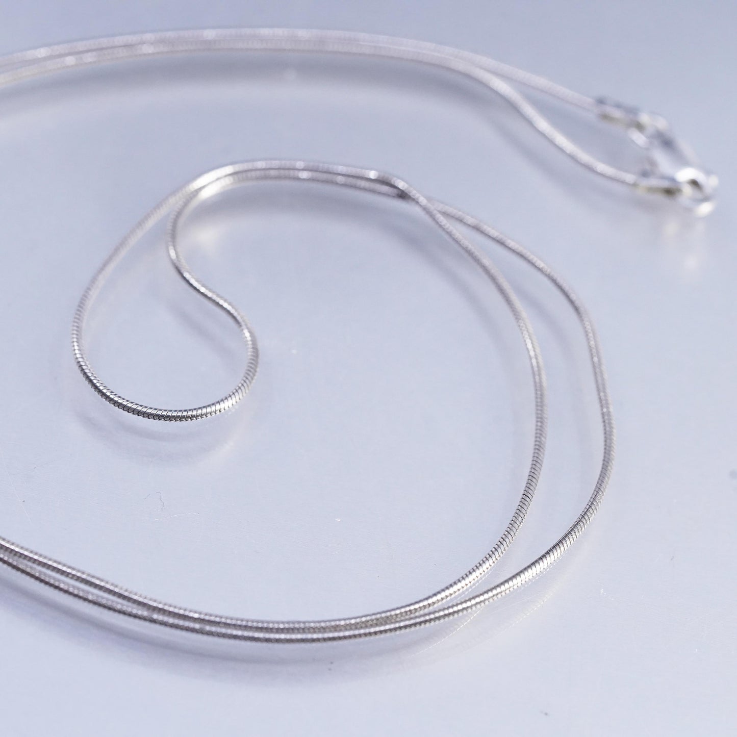 24” 1mm, vintage Italian Sterling 925 silver bead snake chain necklace
