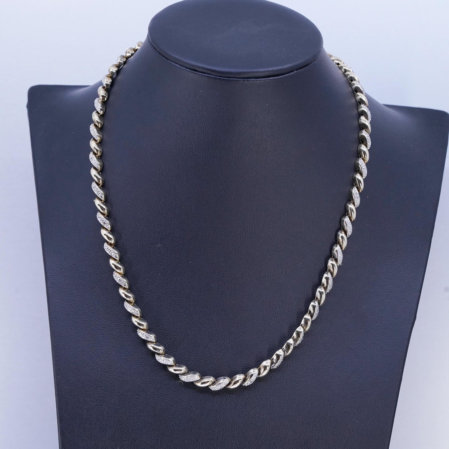 18" two tone vermeil gold over Sterling 925 silver San Marco necklace diamond