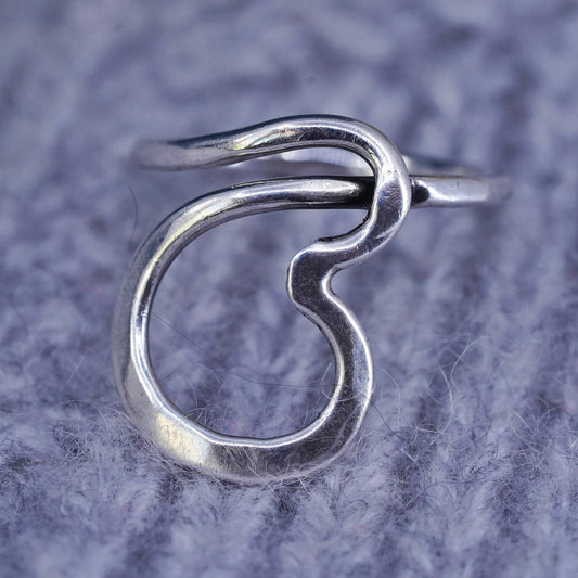 Size 5.25, vintage sterling silver ring, solid 925 silver wired knot band