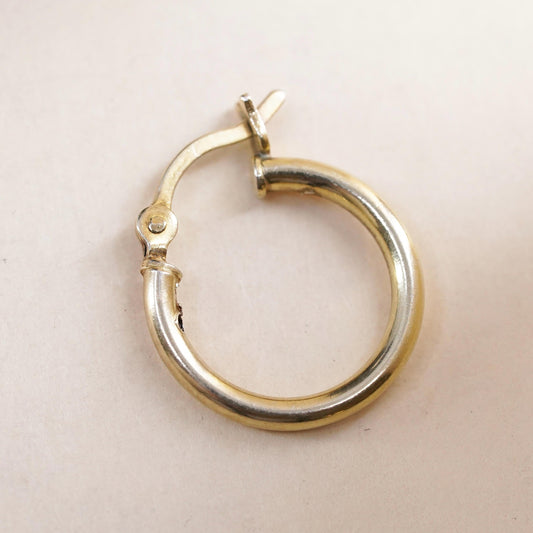 0.5", Vintage vermeil gold sterling silver loop single earring, fashion hoop