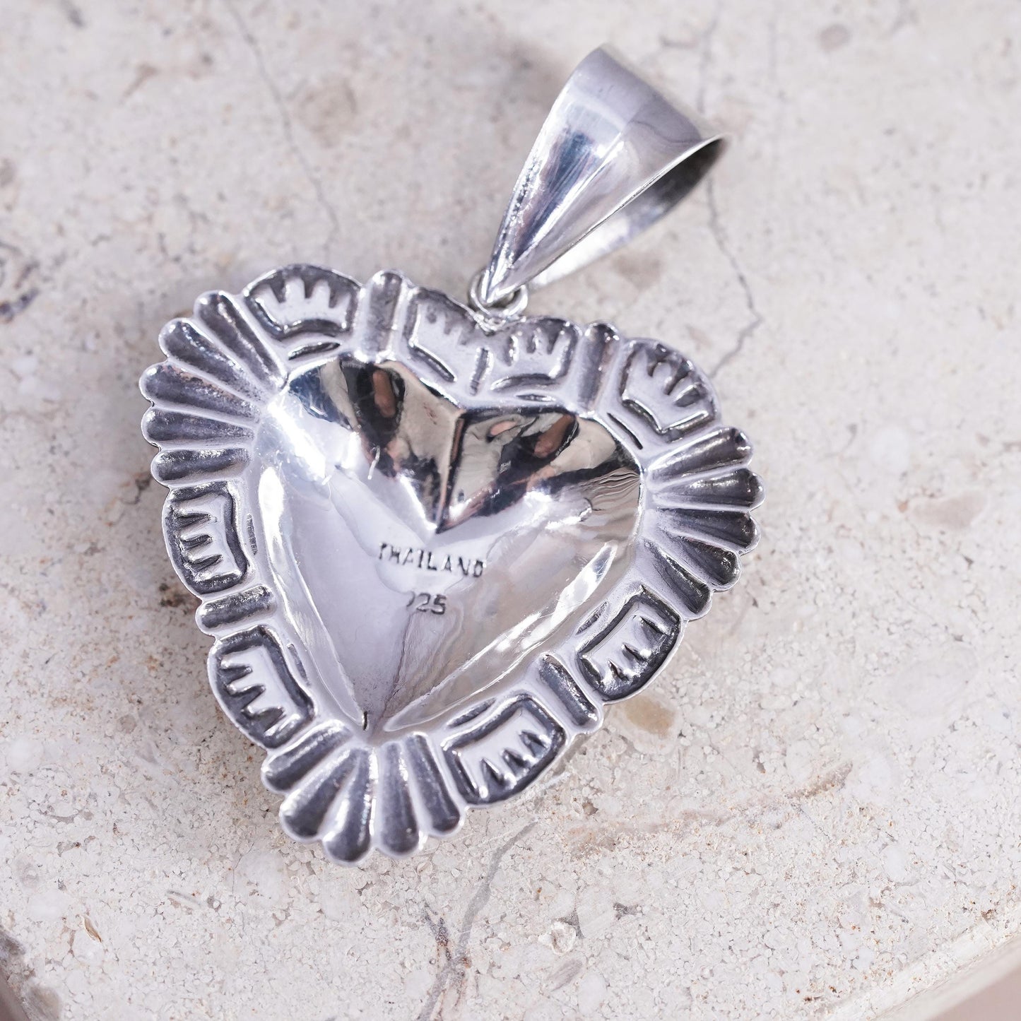 Italian Sterling silver handmade pendant, solid 925 heart