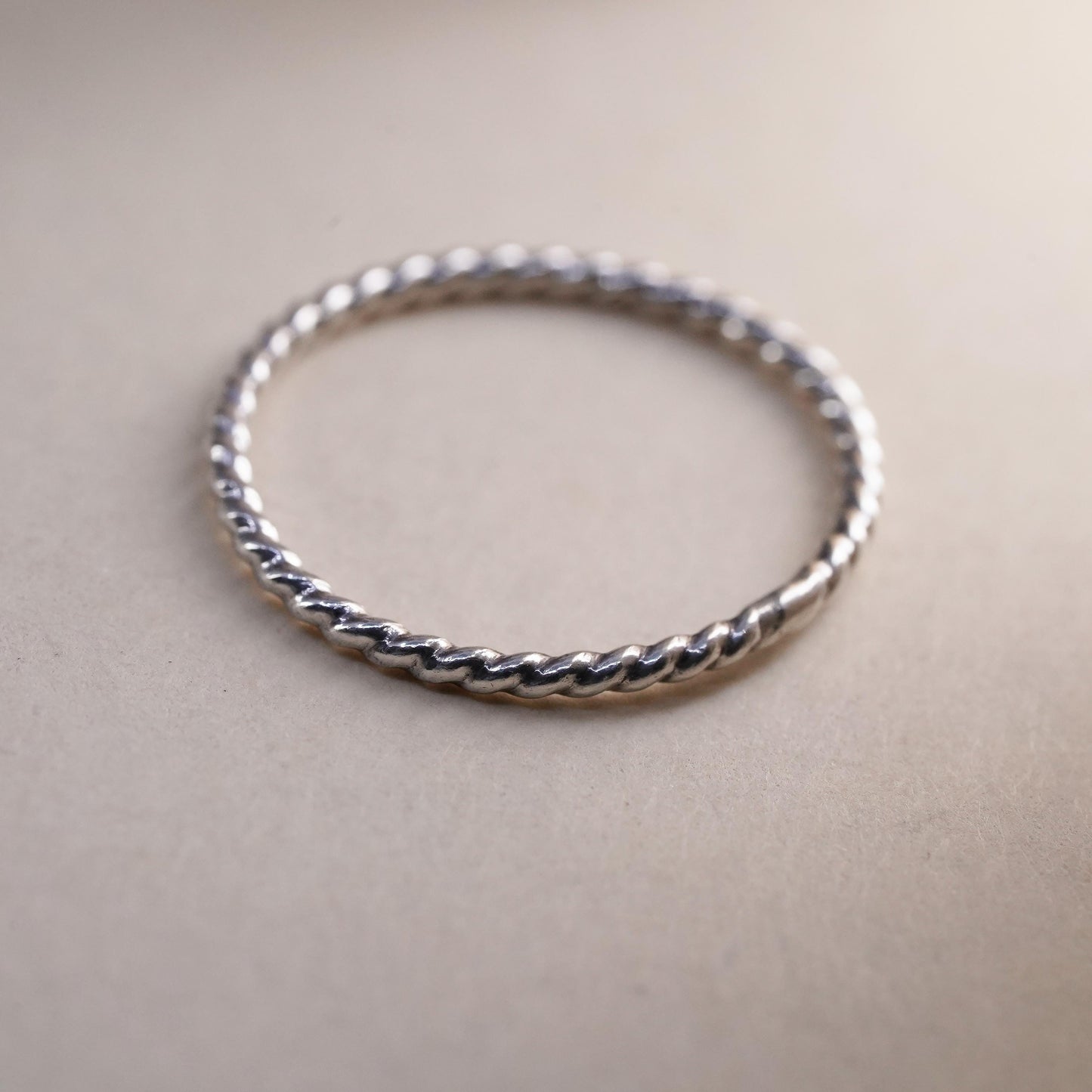 Size 6, vintage sterling silver handmade ring, 925 thin stackable band