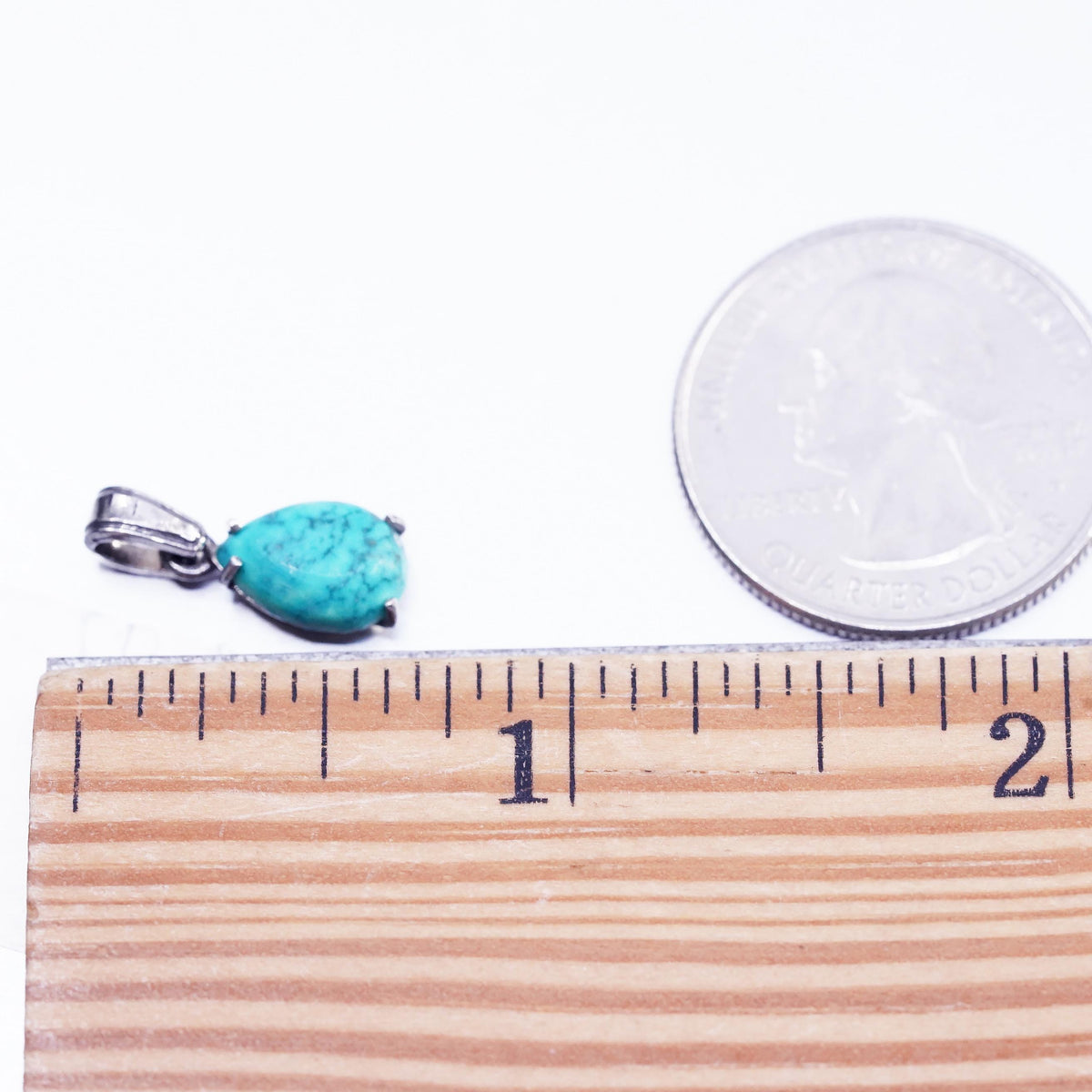 southwestern sterling 925 silver teardrop charm pendant spiderwebbed turquoise