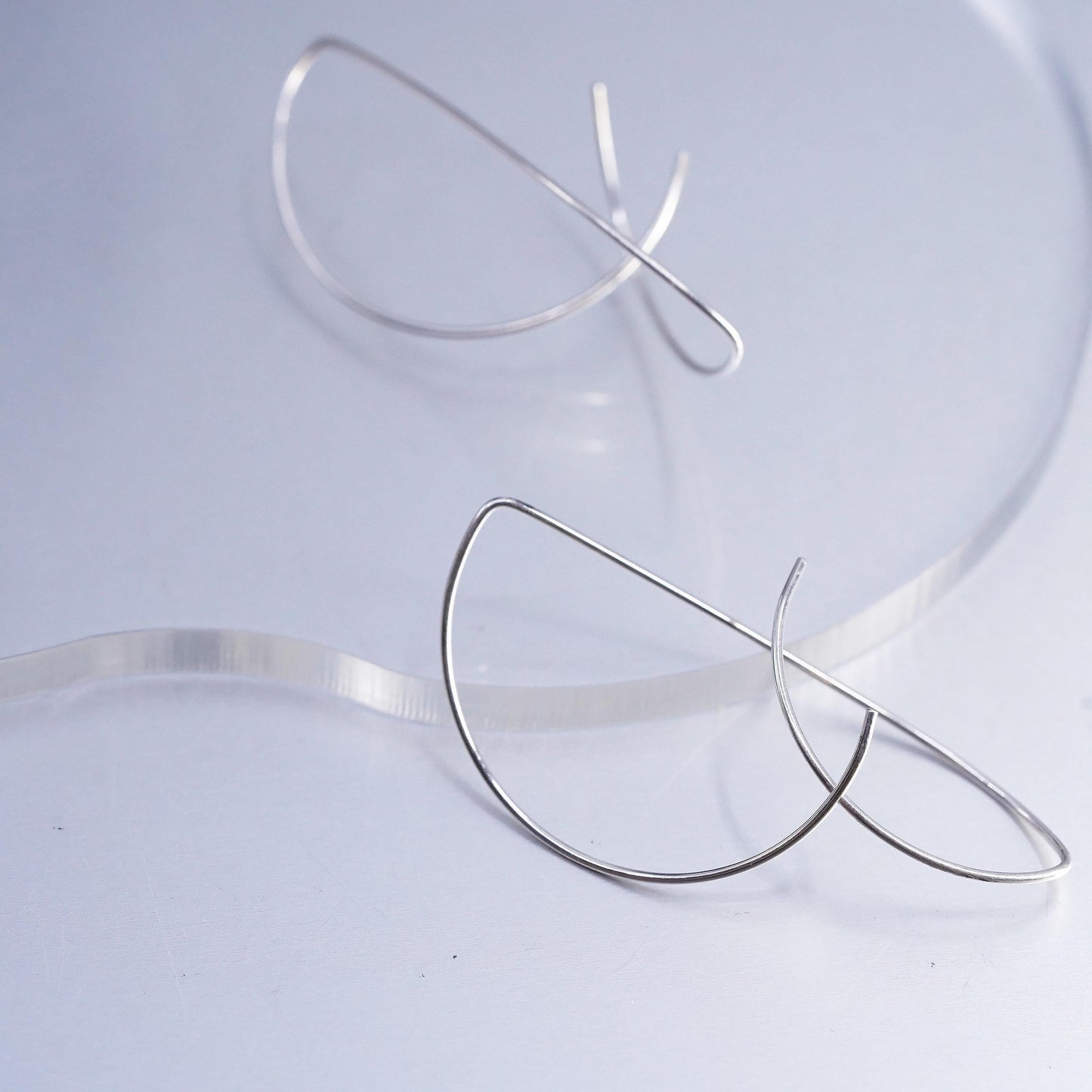 Vintage Handmade 3D Wired 925 Sterling Silver Dangle Earrings