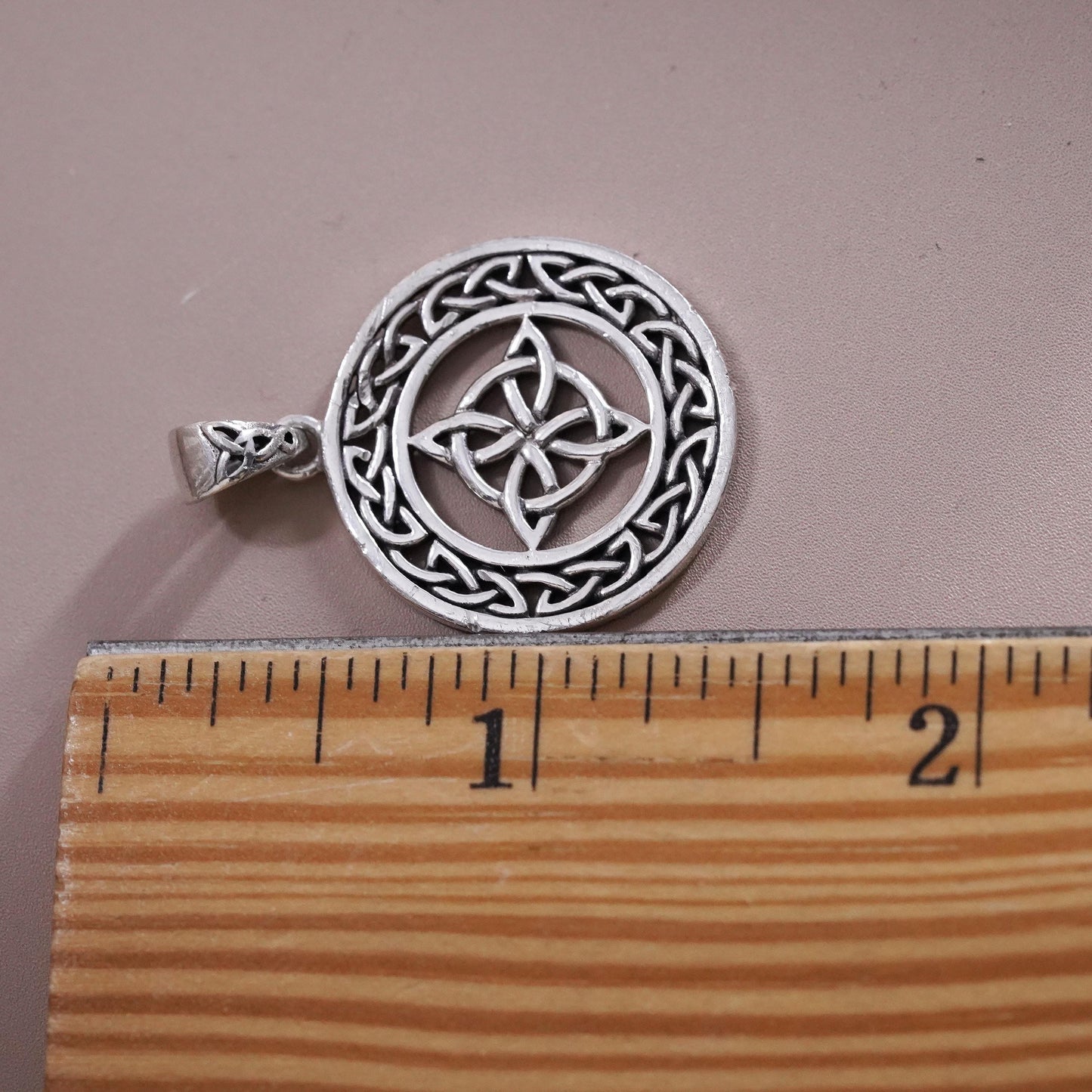 Irish Sterling silver handmade pendant, 925 Celtic knot circle charm