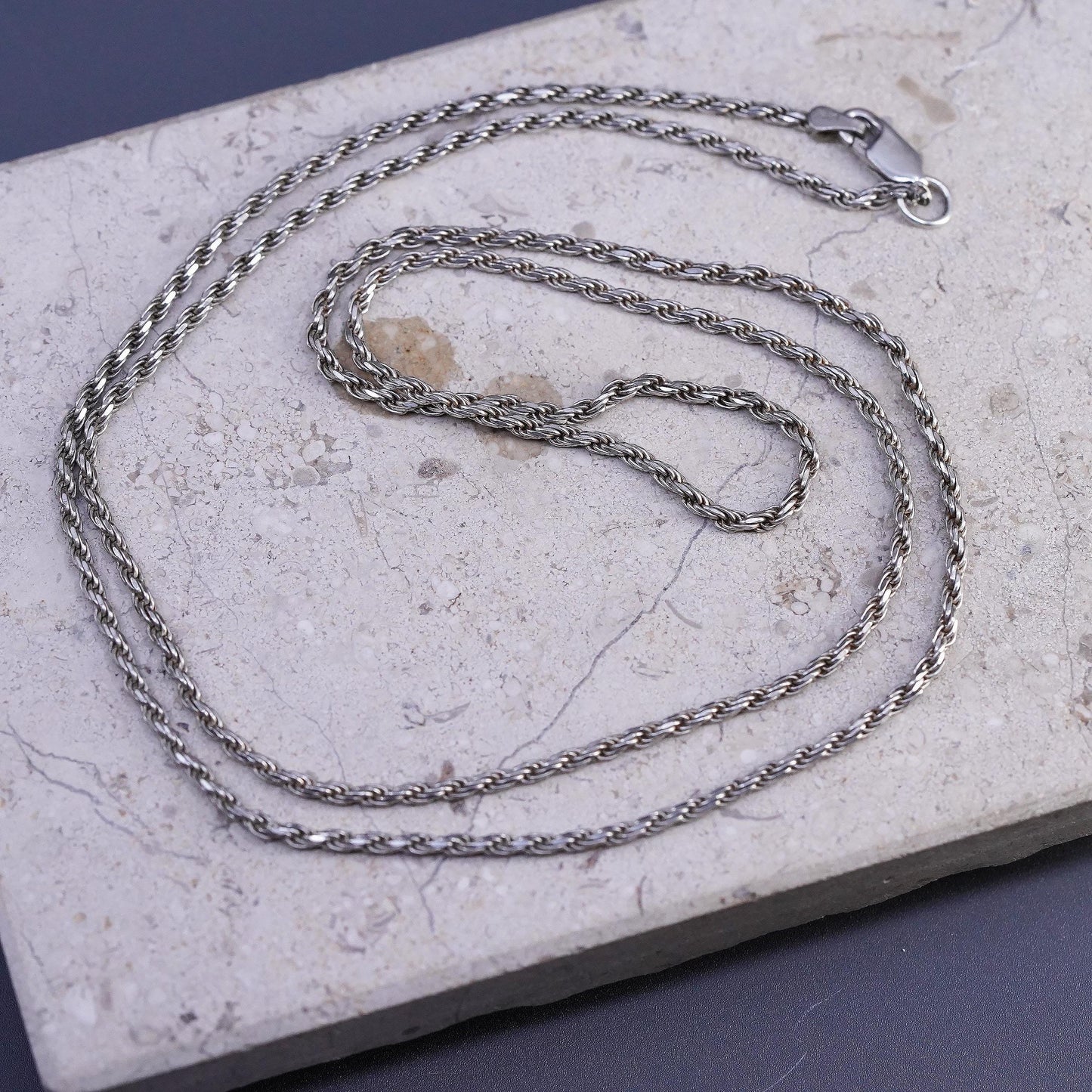 30" 2mm, vintage Sterling silver handmade necklace, 925 rope chain