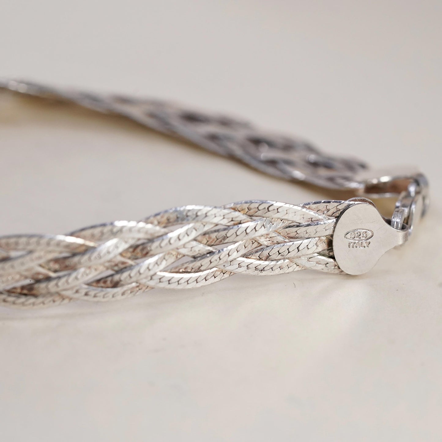 7.25” Italian multi 6 strands sterling silver bracelet, 925 herringbone chains