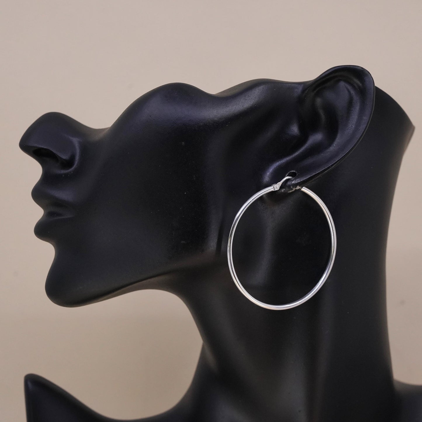 1.75", Vintage sterling silver loop single earring, thin hoop