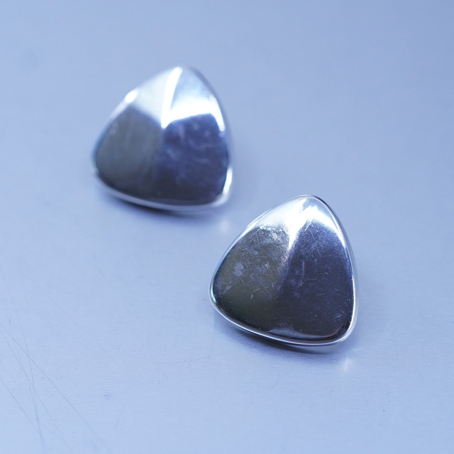Native American Richard Begay Sterling 925 silver ribbed earrings, studs