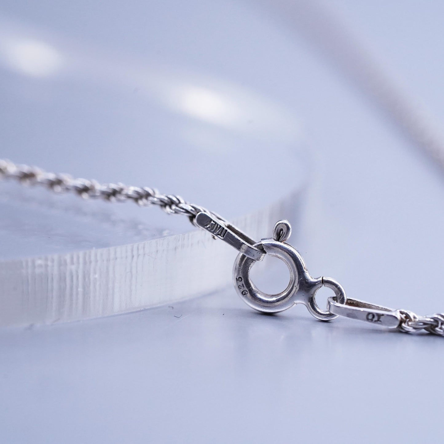 18” 2mm, vintage Italy Sterling 925 silver Singapore rope chain necklace