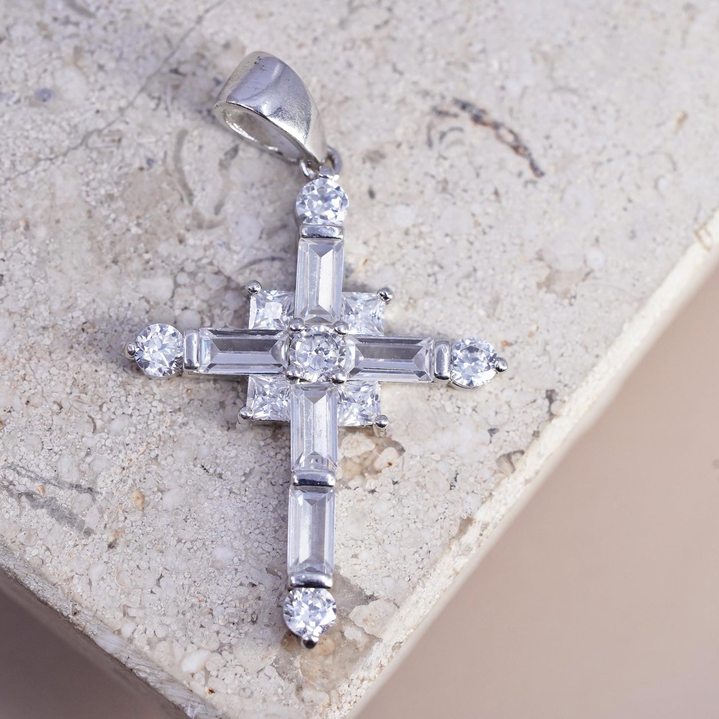 Vintage Sterling silver handmade pendant, 925 cluster cross