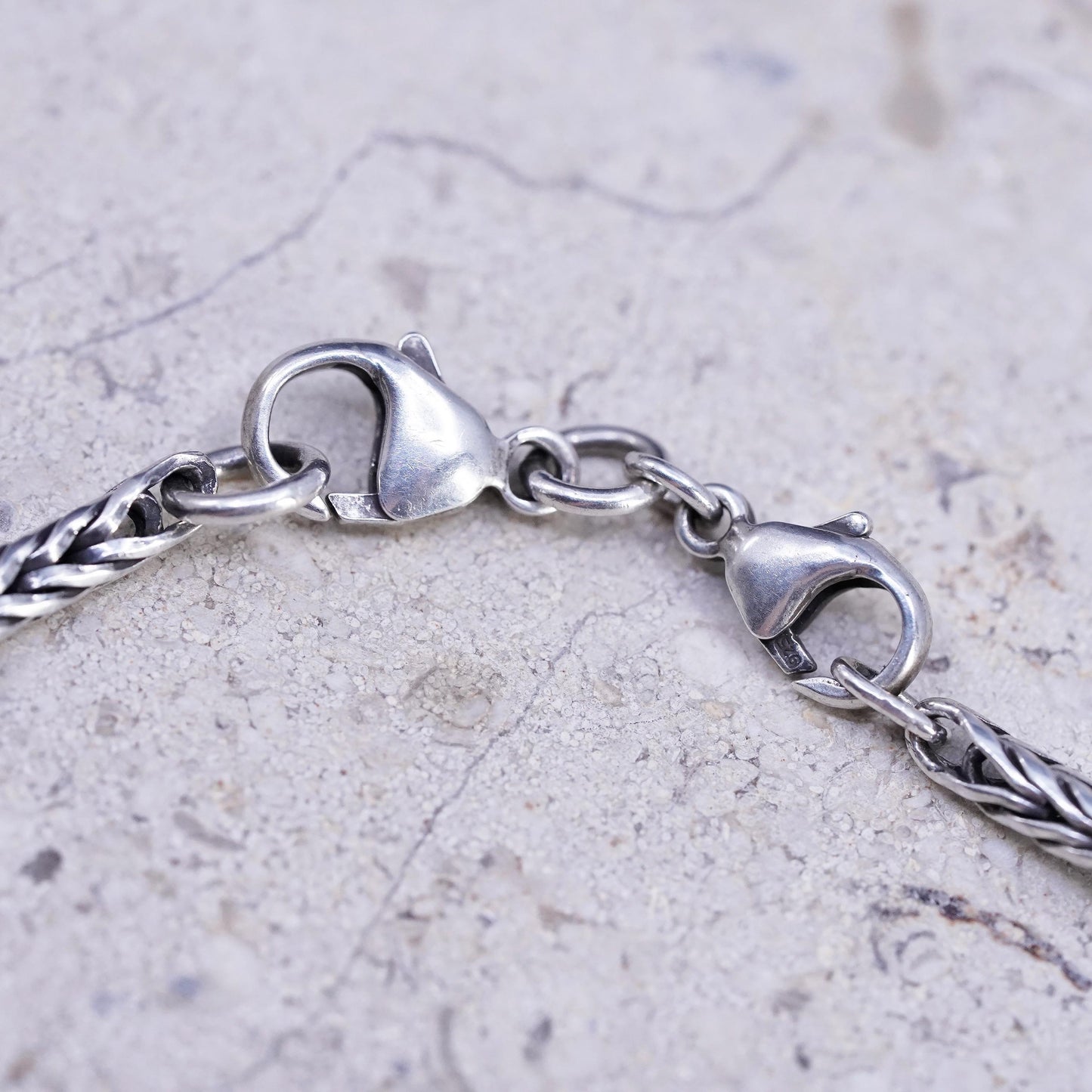 18" 3mm, vintage bold Sterling silver necklace, solid 925 silver wheat chain