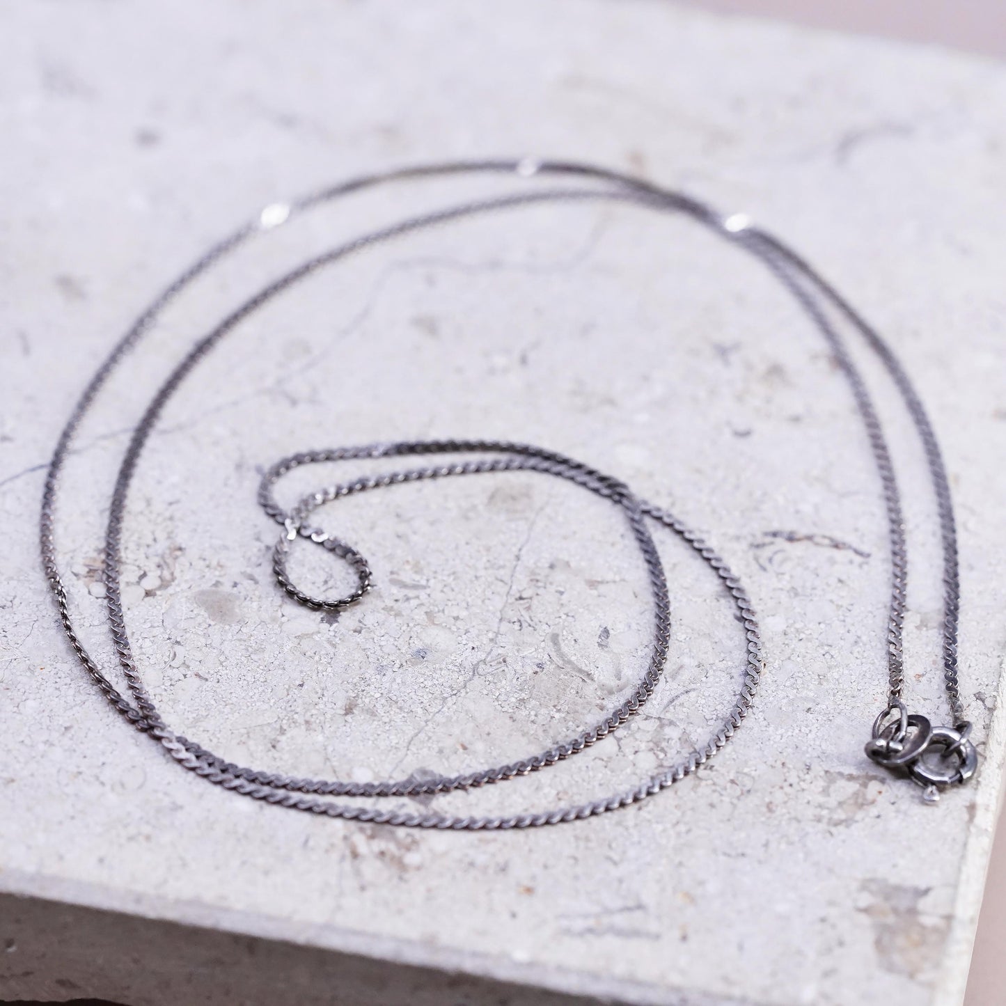 20", 1mm, vintage Sterling silver handmade necklace, 925 s link chain