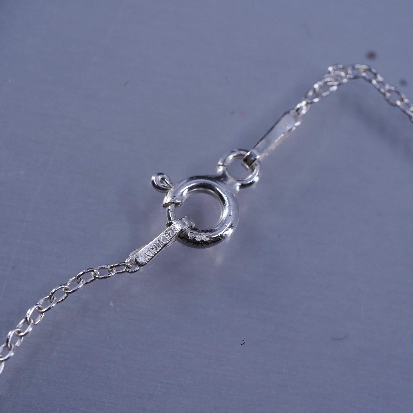 18”, Sterling 925 silver circle necklace garnet marcasite teardrop pendant