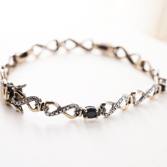 7.25”, vermeil gold sterling silver tennis bracelet, 925 oval sapphire diamond
