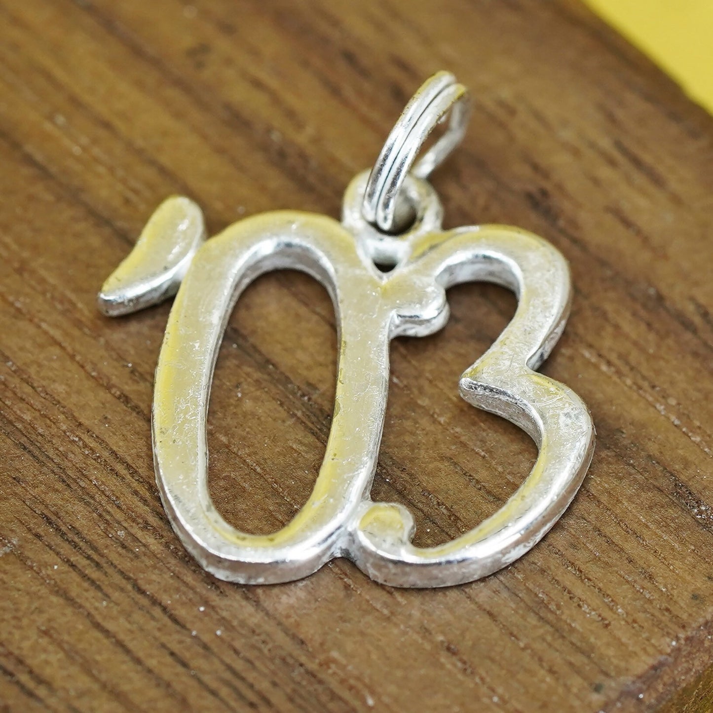 Vintage Sterling silver handmade pendant, 925 number 03 charm