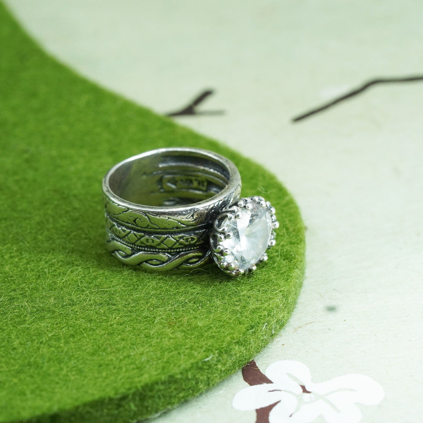 Size 4.5, Silpada sterling silver 925 ‘Bristol’ Cubic Zirconia Textured Ring