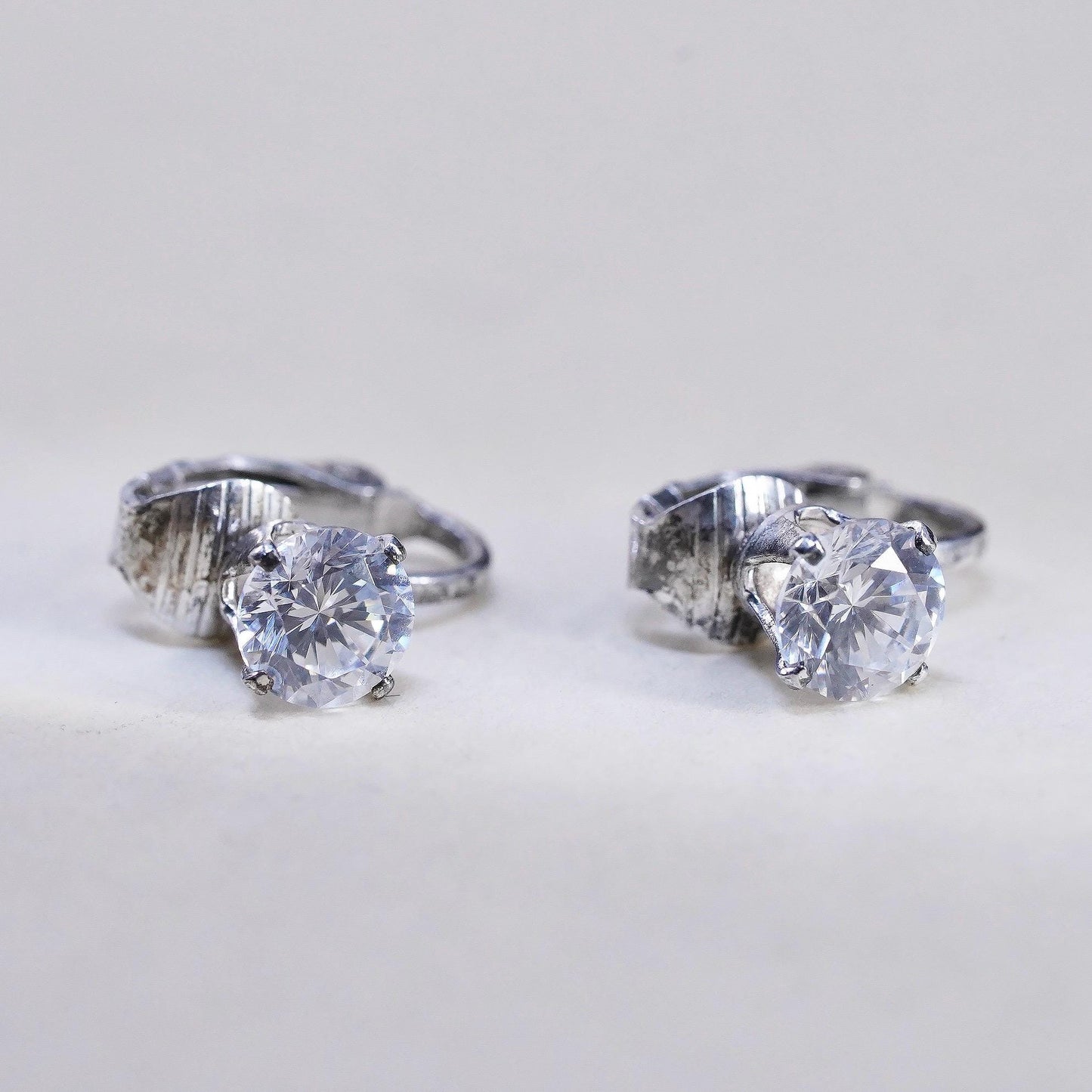 Fashion sterling silver earrings, 925 silver dangles with clear Cz lever back