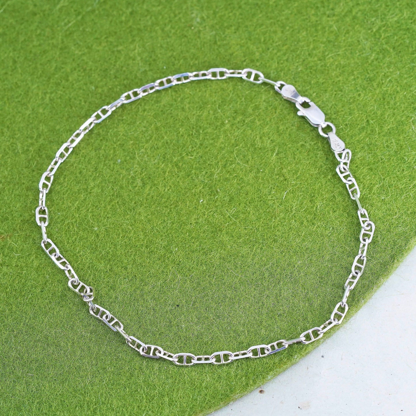 10", sterling silver link bracelet, Italy 925 silver anchor chain anklet