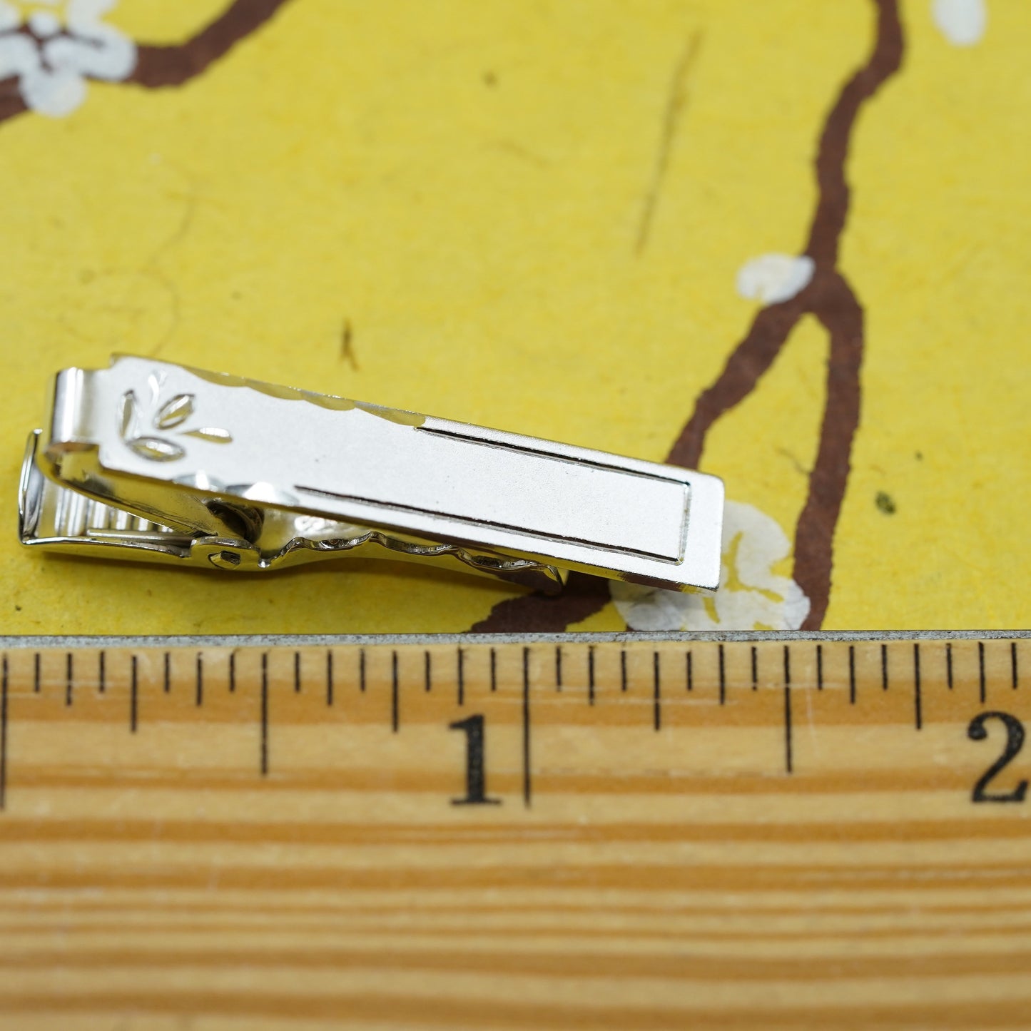 Vintage mexico sterling silver handmade tie clip, modern 925 ribbed tie clip
