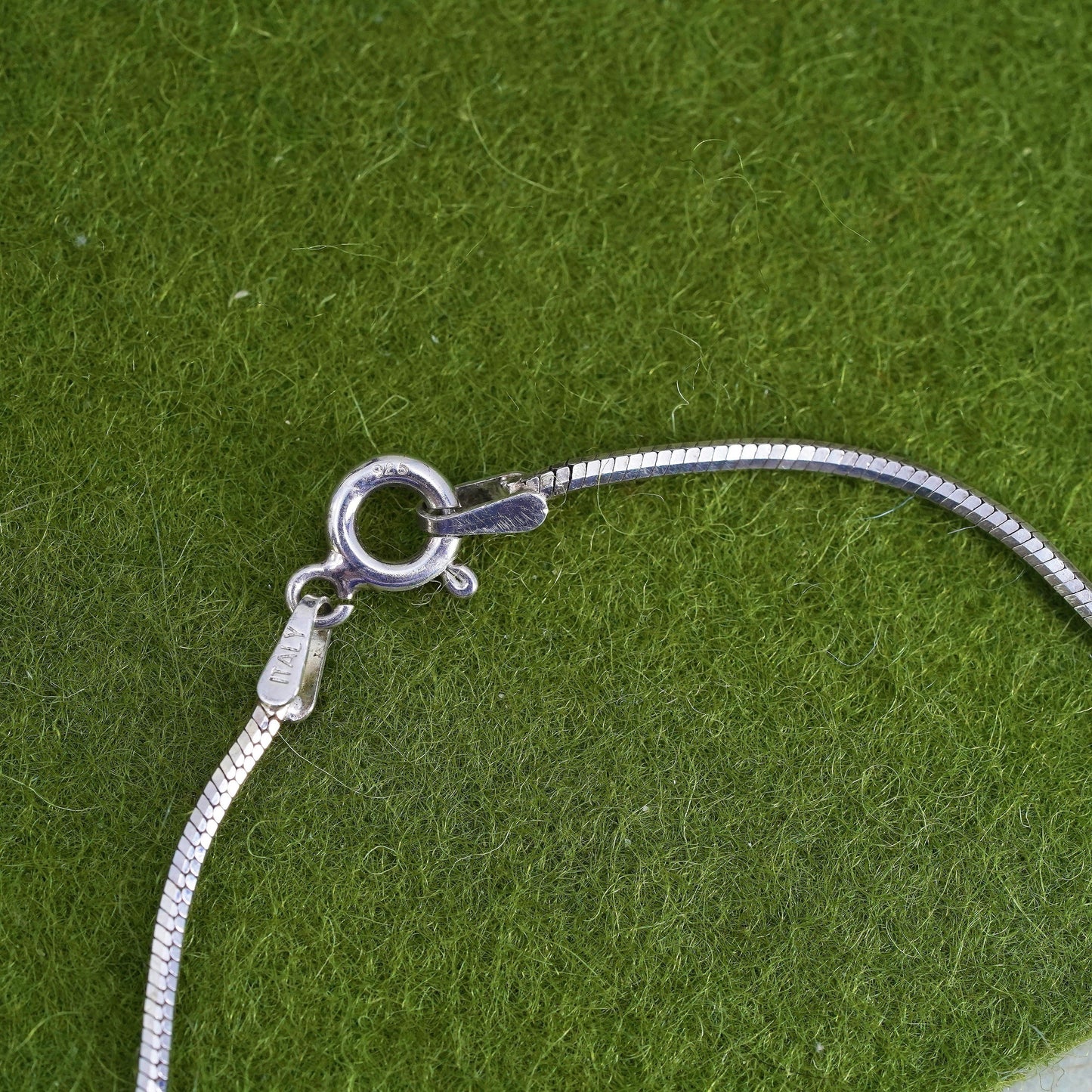 7.5", 1mm, Vintage sterling silver bracelet, Italy 925 square snake chain