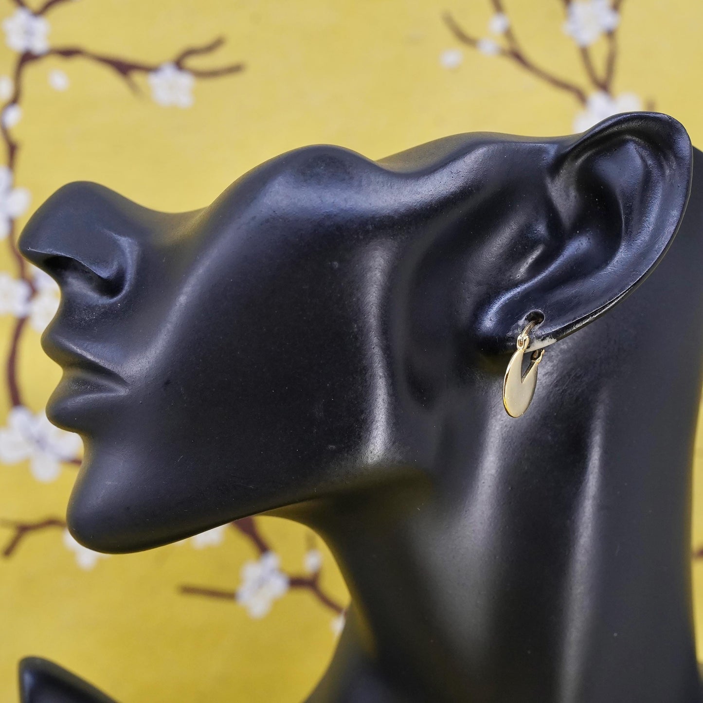 0.5", Vintage vermeil gold plated Sterling silver earrings, 925 pac Man hoops