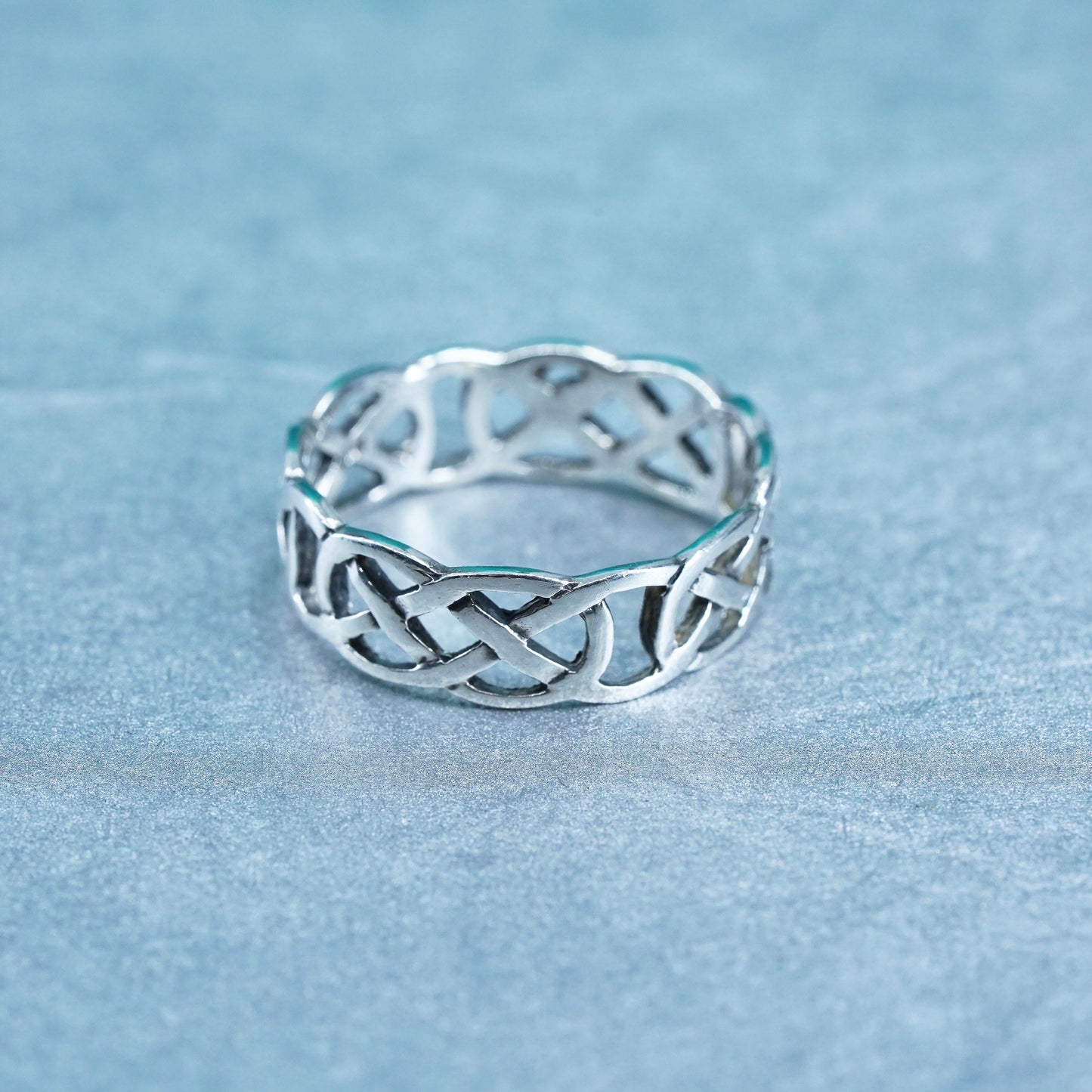 Size 9.5, southwestern Sterling 925 silver ring, woven braided textured band