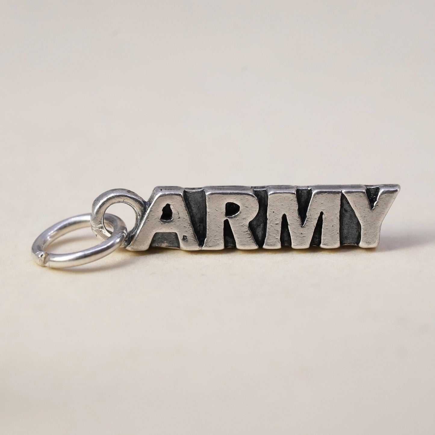 Vintage SJC sterling silver charm, 925 Mexico silver Army pendant