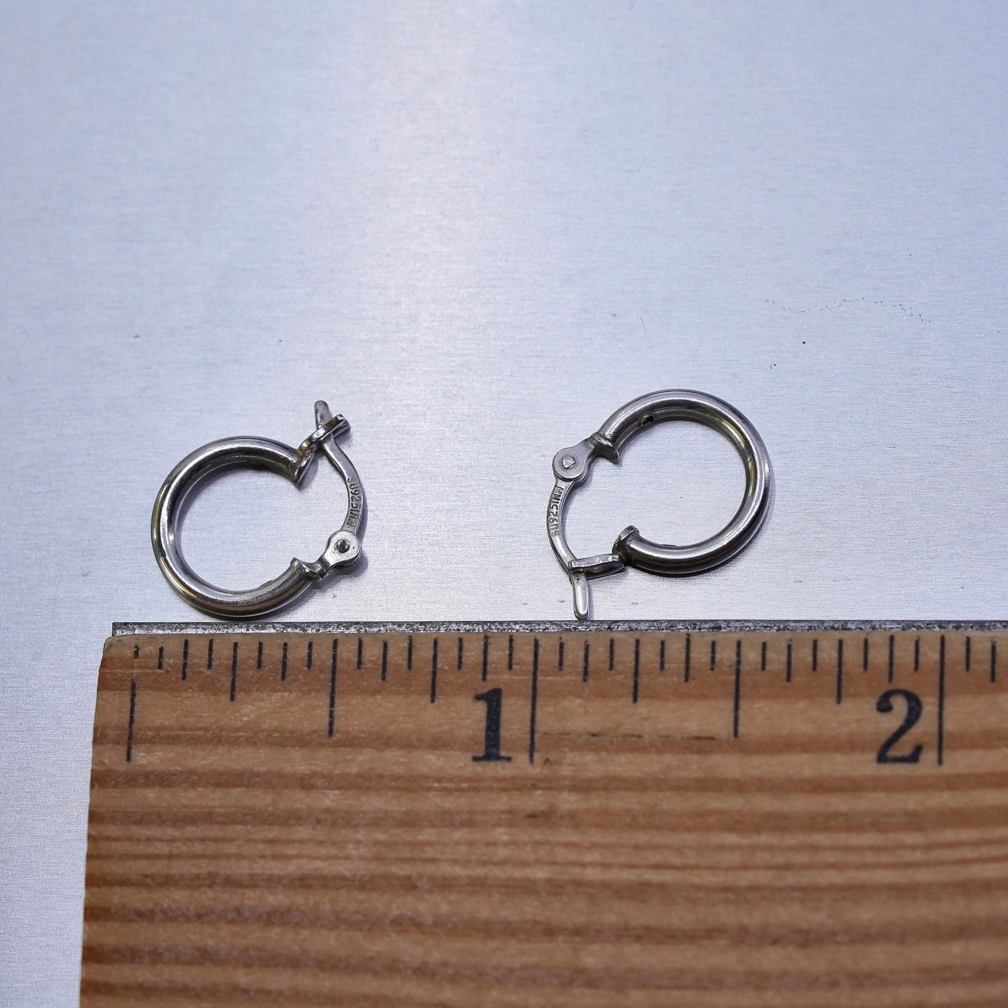 0.5”, vintage Sterling silver handmade earrings, 925 hoops